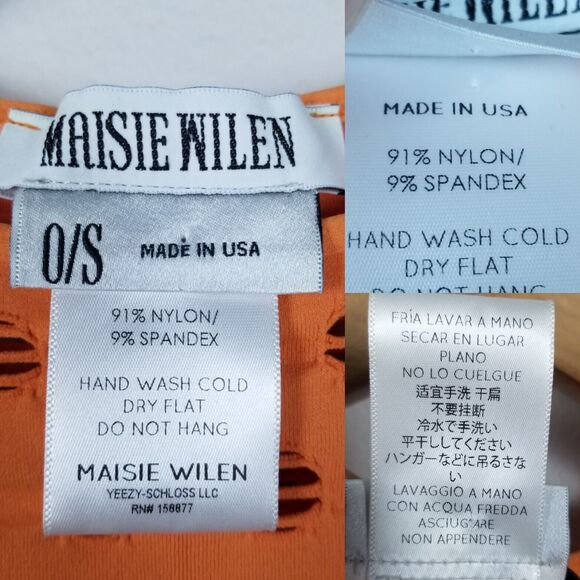 Maisie Wilen Orange Laser-Cut Perforated Orange Midi Bodycon Dress One Size - Picture 12 of 14